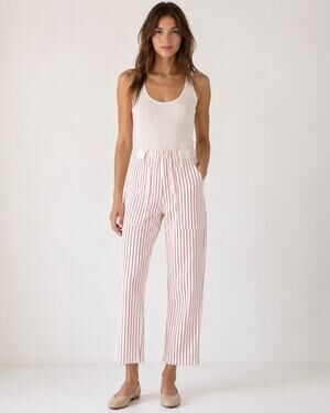 Brixton Red White Striped Utility Straight Leg Pants Women 24 coastal utility